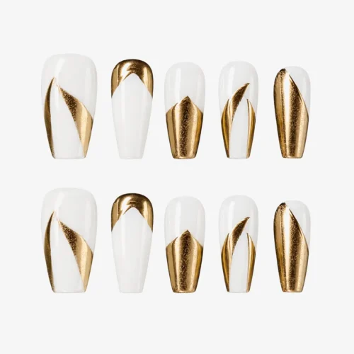 Clivia White & Gold Press-On Nail Kit