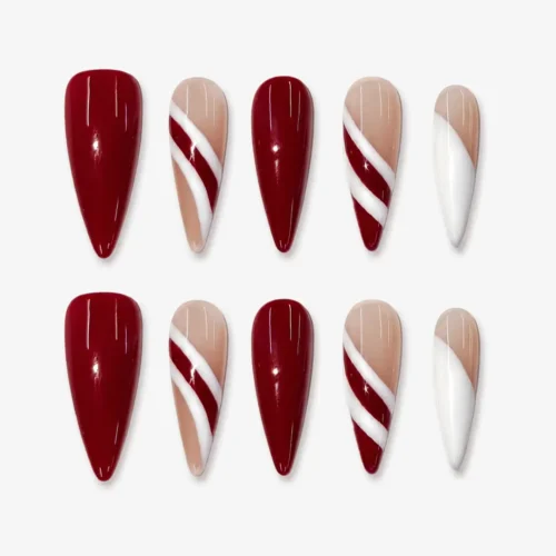 Clivia Red Colorblock Press-On Nails