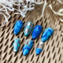 Clivia Blue Graffiti Hand-Painted Press-On Nails