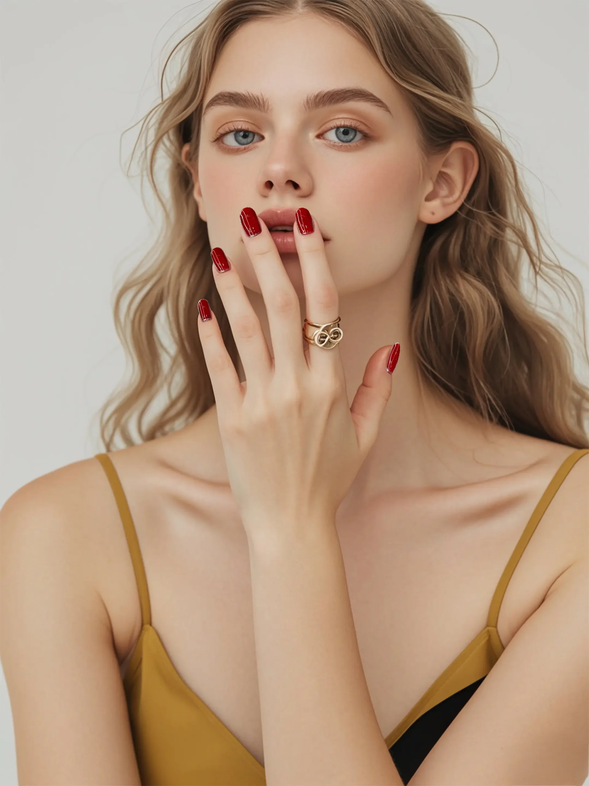 Clivia Shiny Red Press-On Nails for Daily & Party - Image 7