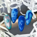 Clivia Blue Graffiti Hand-Painted Press-On Nails