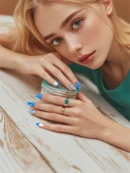 Clivia Blue Graffiti Hand-Painted Press-On Nails