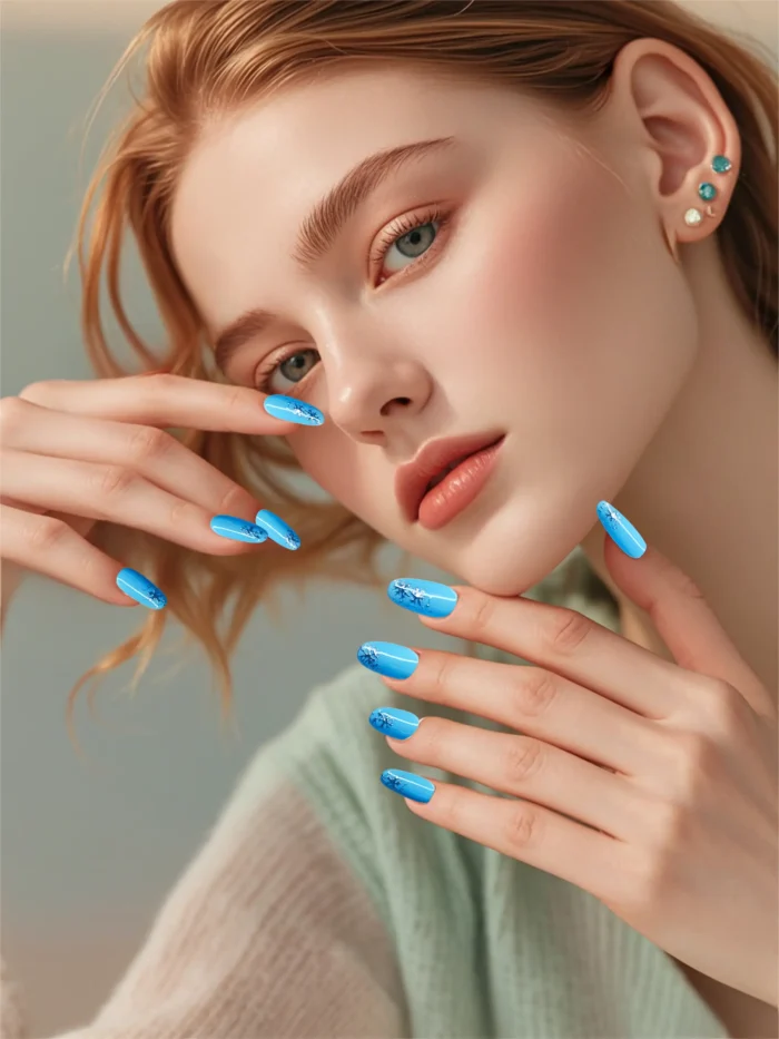 Clivia Blue Snowflake Press-On Nails - Image 6