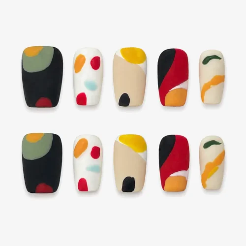 Clivia Graffiti Colorblock Press-On Nails