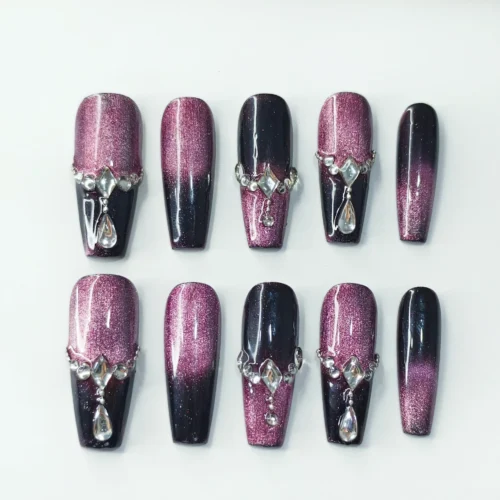 Clivia Angel Tears Gradient Rhinestone Press-On Nails