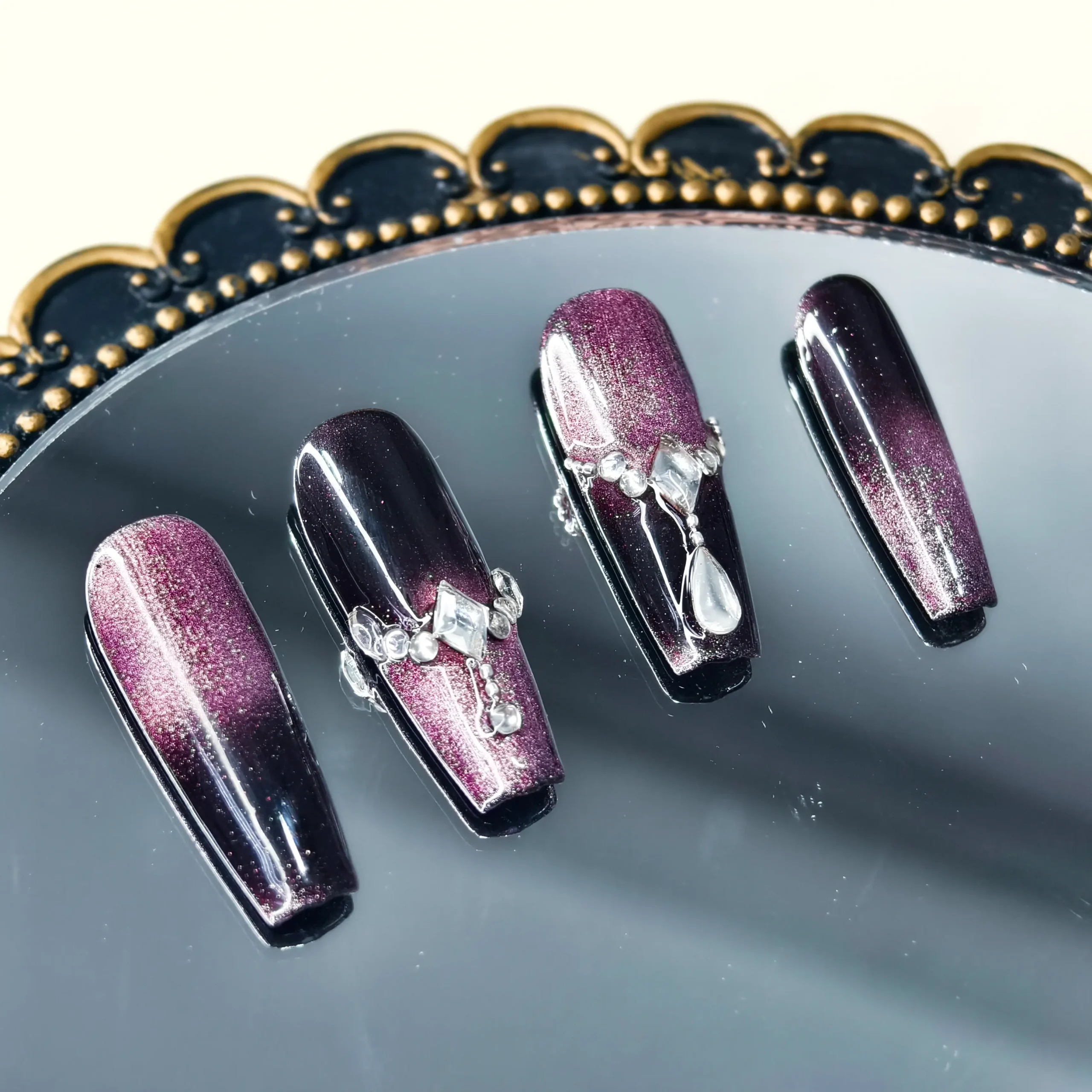 Clivia Angel Tears Gradient Rhinestone Press-On Nails - Image 4