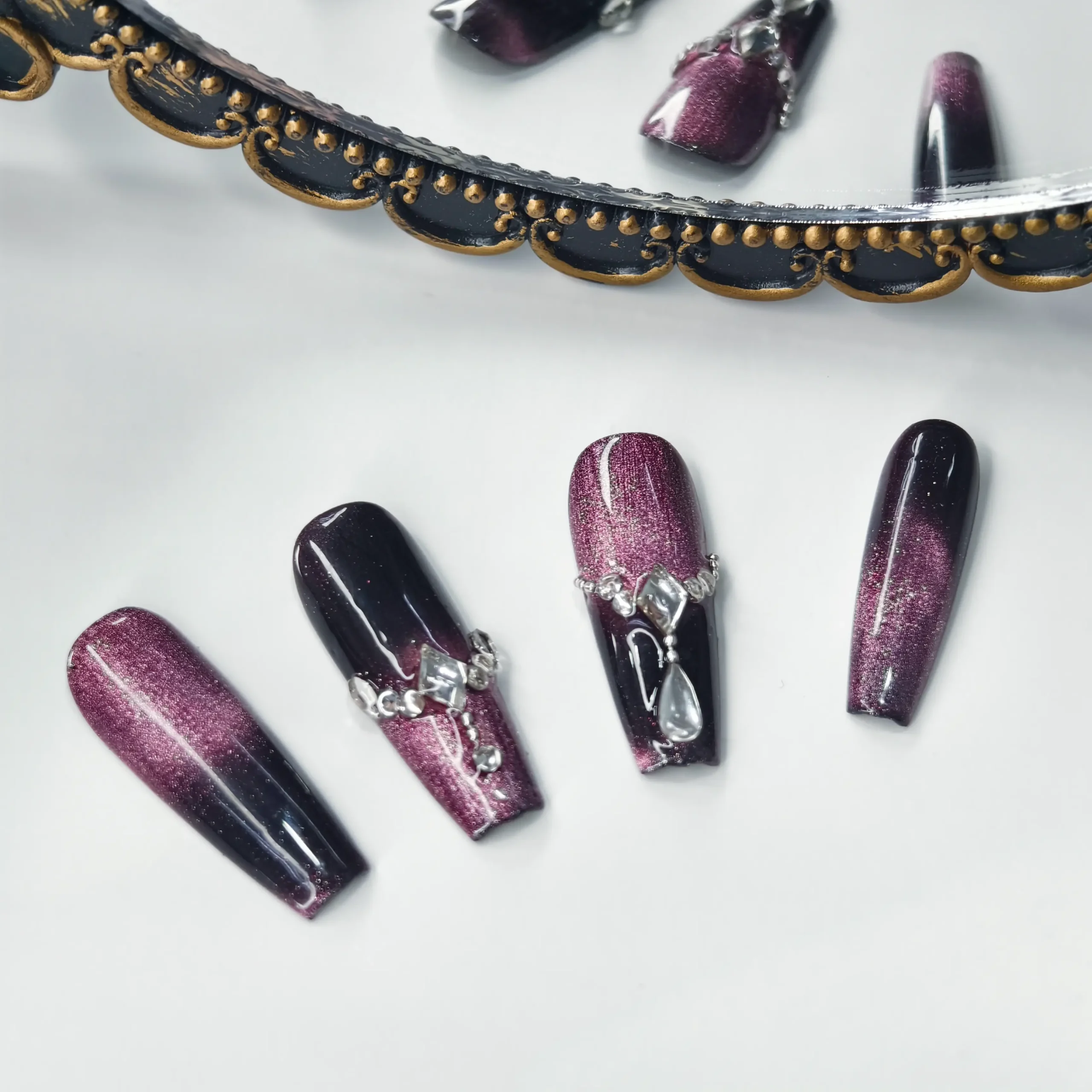 Clivia Angel Tears Gradient Rhinestone Press-On Nails - Image 3