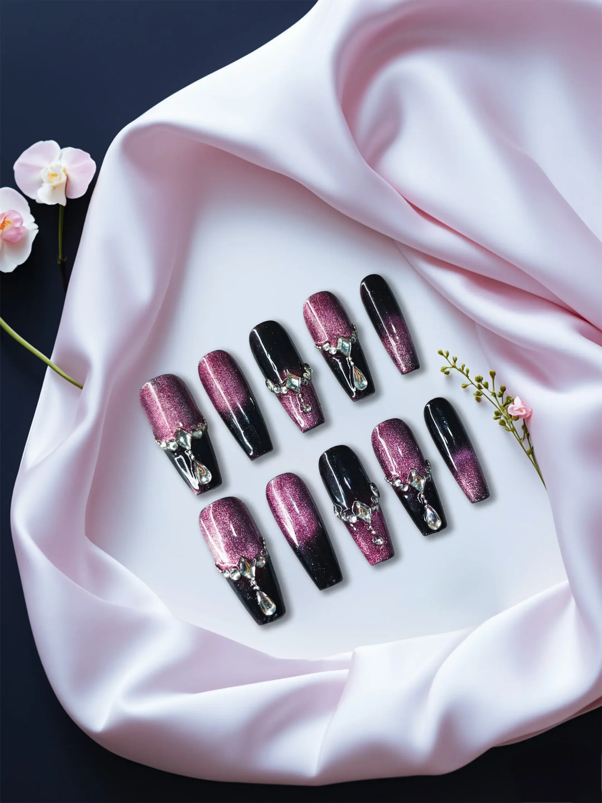 Clivia Angel Tears Gradient Rhinestone Press-On Nails - Image 6