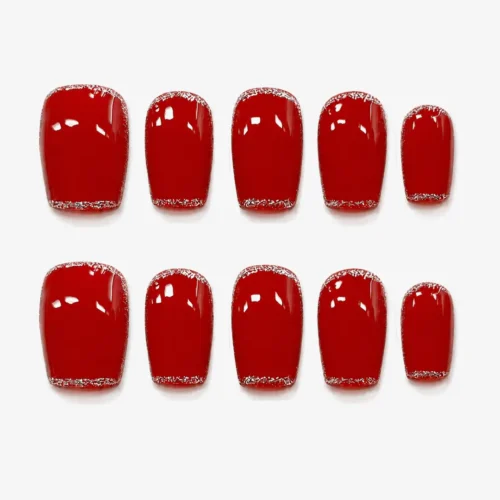Clivia Shiny Red Press-On Nails for Daily & Party