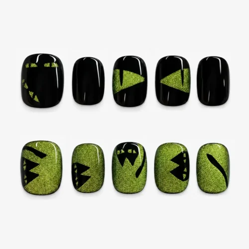 Clivia Shiny Cat Eye with Cute Cat Pattern Nails