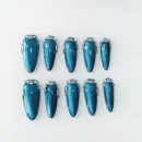 Clivia Blue Starry Sky with Rhinestones Press-On Nails