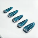 Clivia Blue Starry Sky with Rhinestones Press-On Nails