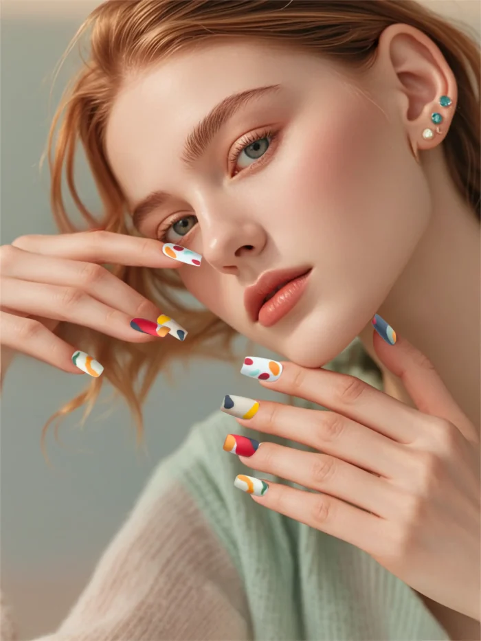 Clivia Graffiti Colorblock Press-On Nails - Image 8