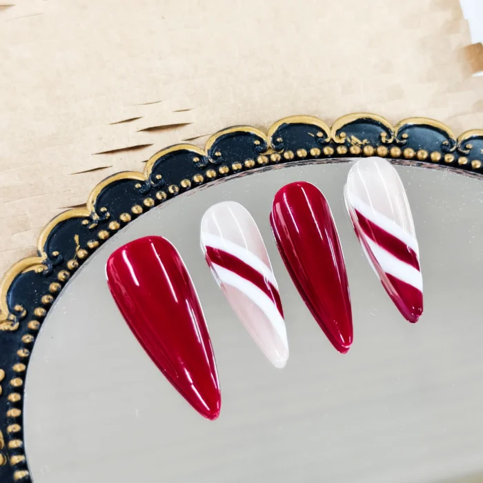 Clivia Red Colorblock Press-On Nails - Image 2