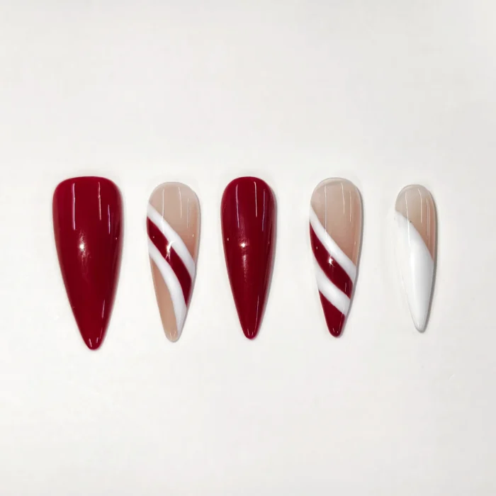 Clivia Red Colorblock Press-On Nails - Image 3