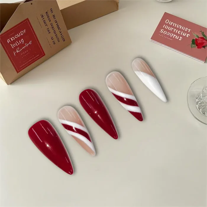 Clivia Red Colorblock Press-On Nails - Image 6