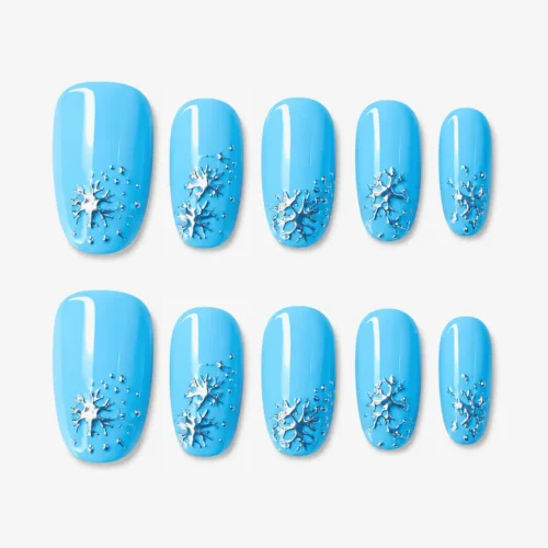 Clivia Blue Snowflake Press-On Nails
