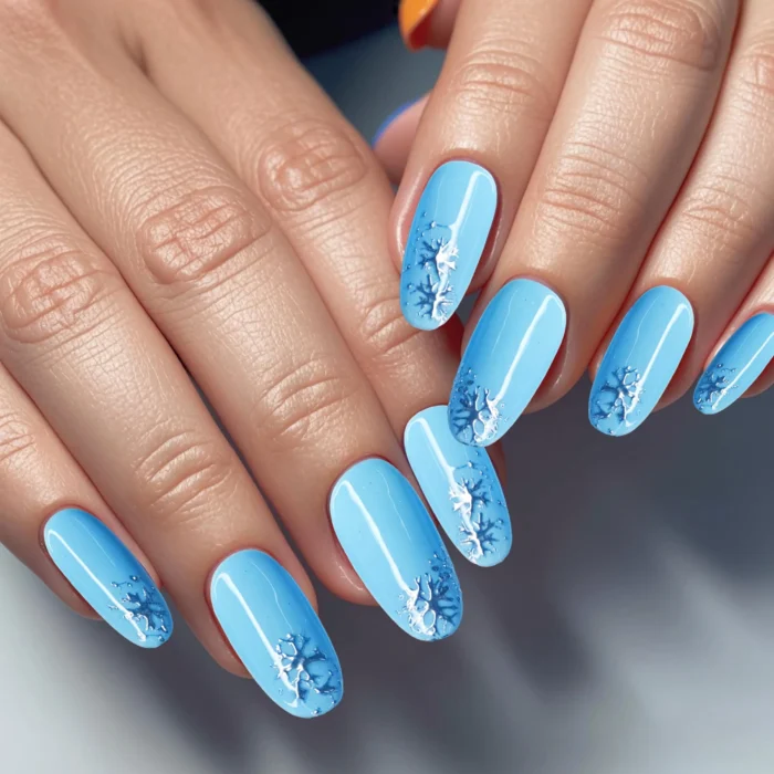 Clivia Blue Snowflake Press-On Nails