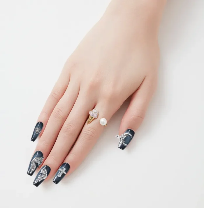 Clivia Butterfly on the Moon Gradient Press-On Nails