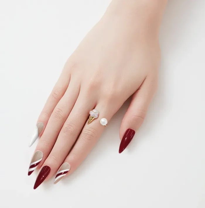 Clivia Red Colorblock Press-On Nails