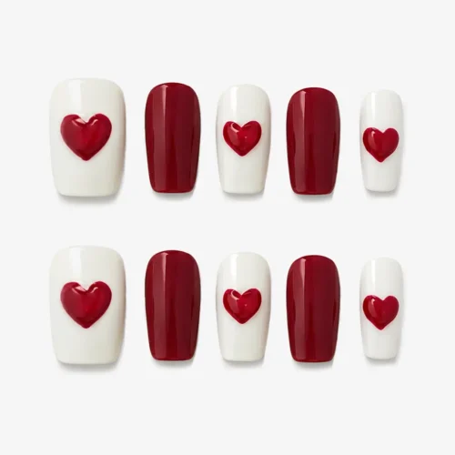 Clivia Stick-On Nails | Red & White