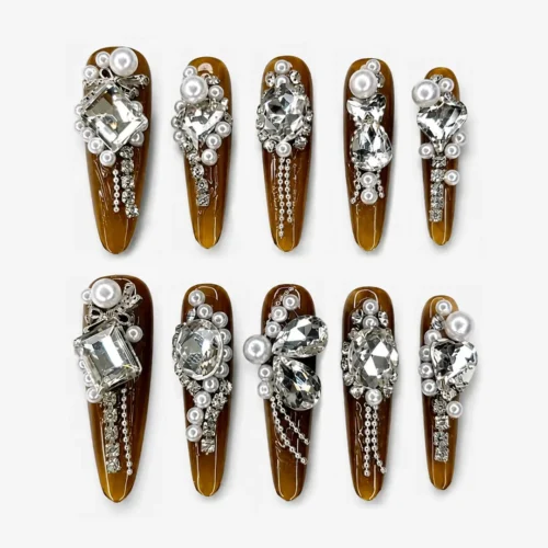 Pearl & Diamond Clivia Press-On Nails