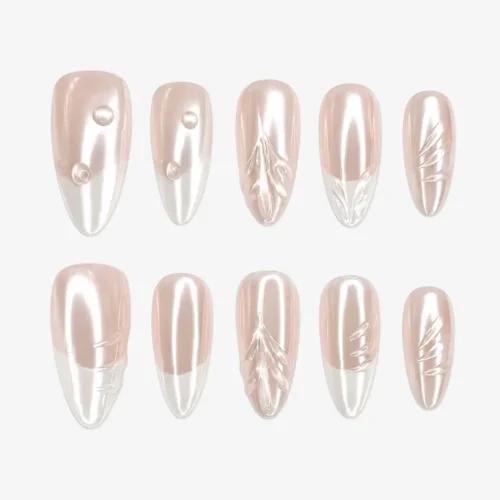 Clivia reusable pink & white press-on nails