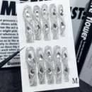 Clivia Silver Press-On Nails – Diamond Glint Design