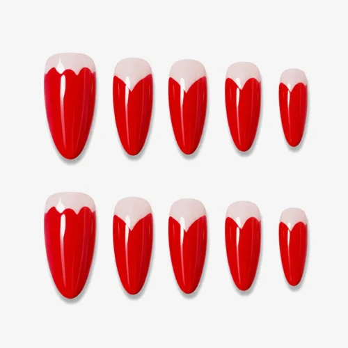 Clivia Press-On Nails | Red & White Ice Cream