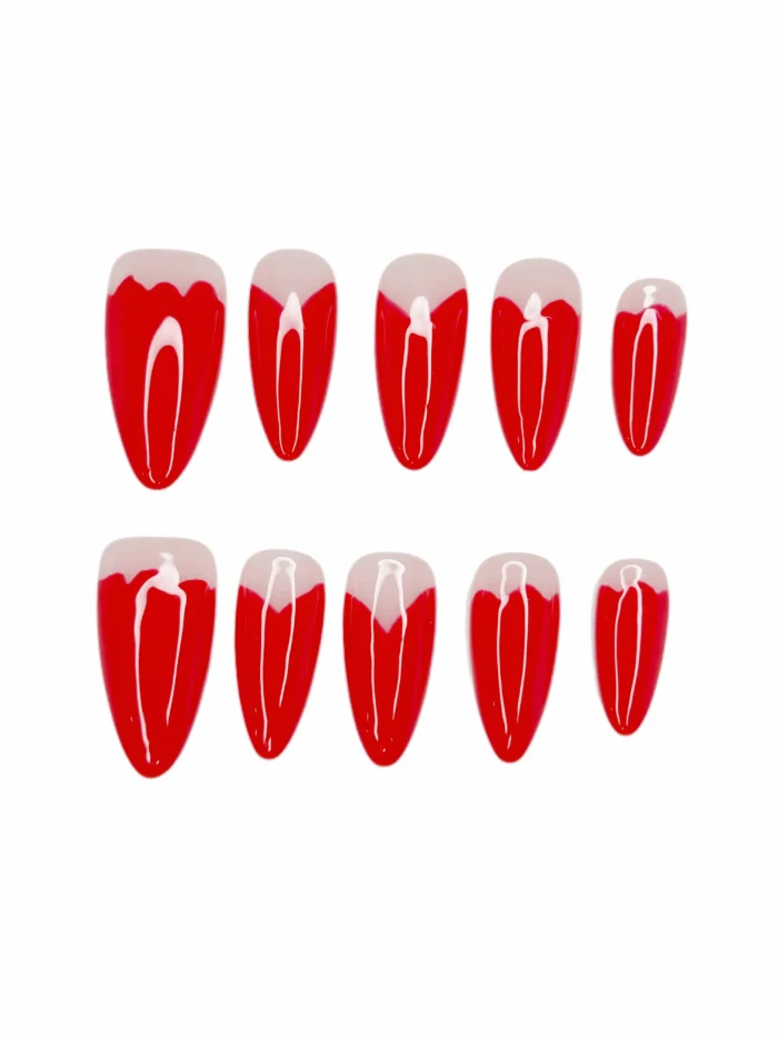 Clivia Press On Nails, Red White Ice Cream Handmade Stick-on Nail Kit - Image 2