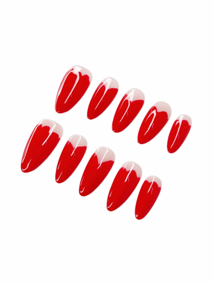 Clivia Press On Nails, Red White Ice Cream Handmade Stick-on Nail Kit - Image 4