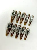 Clivia Press-On Nails – Pearl & Diamond Accent Design