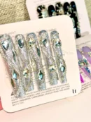 Clivia Silver Press-On Nails – Diamond Glint Design