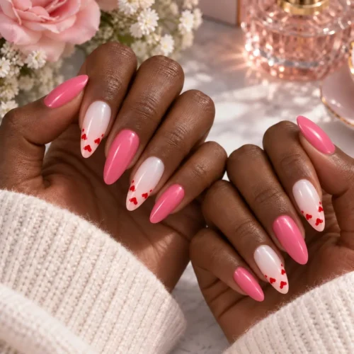 Clivia pink & white press-on nails