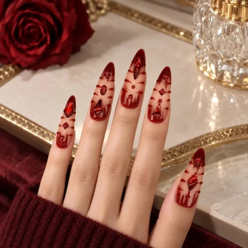 Red Diamond Press-On Nails