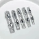 Clivia Silver Press-On Nails – Diamond Glint Design